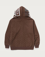 COLLEGE MONOGRAM RELAXED FIT SHARK FULL ZIP HOODIE MENS