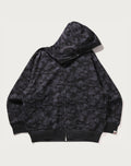 CAMO FAKE PRINT RELAXED FIT SHARK FULL ZIP HOODIE MENS
