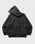 CAMO FAKE PRINT RELAXED FIT SHARK FULL ZIP HOODIE MENS