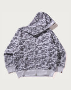 CAMO FAKE PRINT RELAXED FIT SHARK FULL ZIP HOODIE MENS