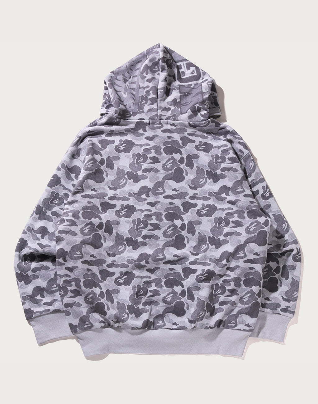 CAMO FAKE PRINT RELAXED FIT SHARK FULL ZIP HOODIE MENS