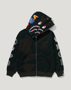 BAPE US BLACK FRIDAY SOLID CAMO DOUBLE SHARK FULL ZIP HOODIE MENS