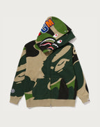 MEGA ABC CAMO DOUBLE SHARK RELAXED FIT FULL ZIP HOODIE MENS