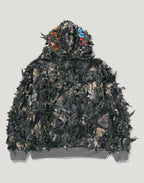 TREE EDGE CAMO LASER CUT CROPPED SHARK FULL ZIP HOODIE LADIES