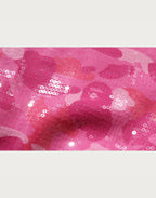 COLOR CAMO APE HEAD SEQUIN CROPPED FULL ZIP HOOOIE LADIES