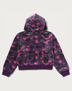 COLOR CAMO APE HEAD SEQUIN CROPPED FULL ZIP HOOOIE LADIES