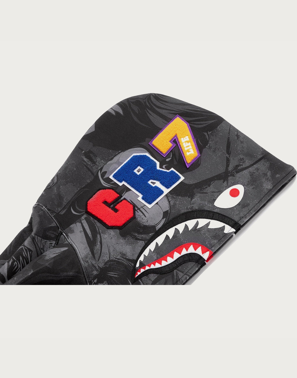 BAPE X CR7 LIFE ALL OVER PRINT LOGO RELAXED FIT SHARK HOODIE MENS