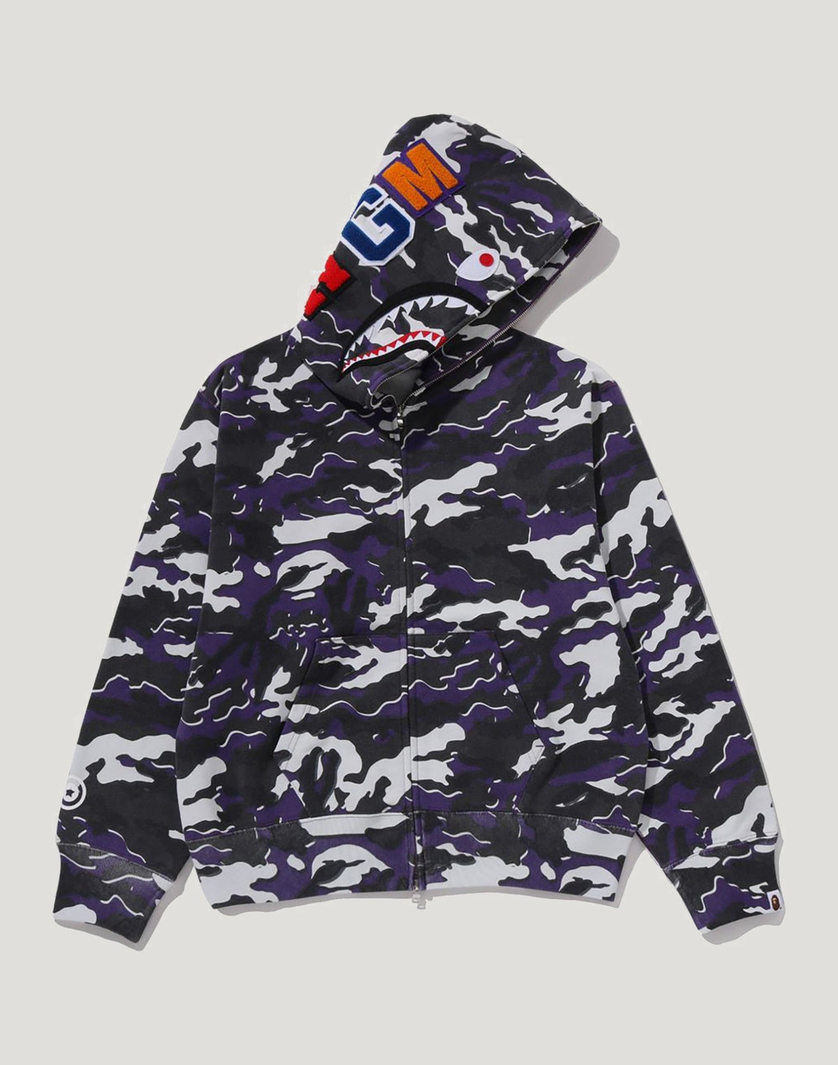 GLITCH WOODLAND CAMO SHARK FULL ZIP HOODIE LADIES