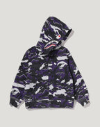 GLITCH WOODLAND CAMO SHARK ZIP HOODIE KIDS