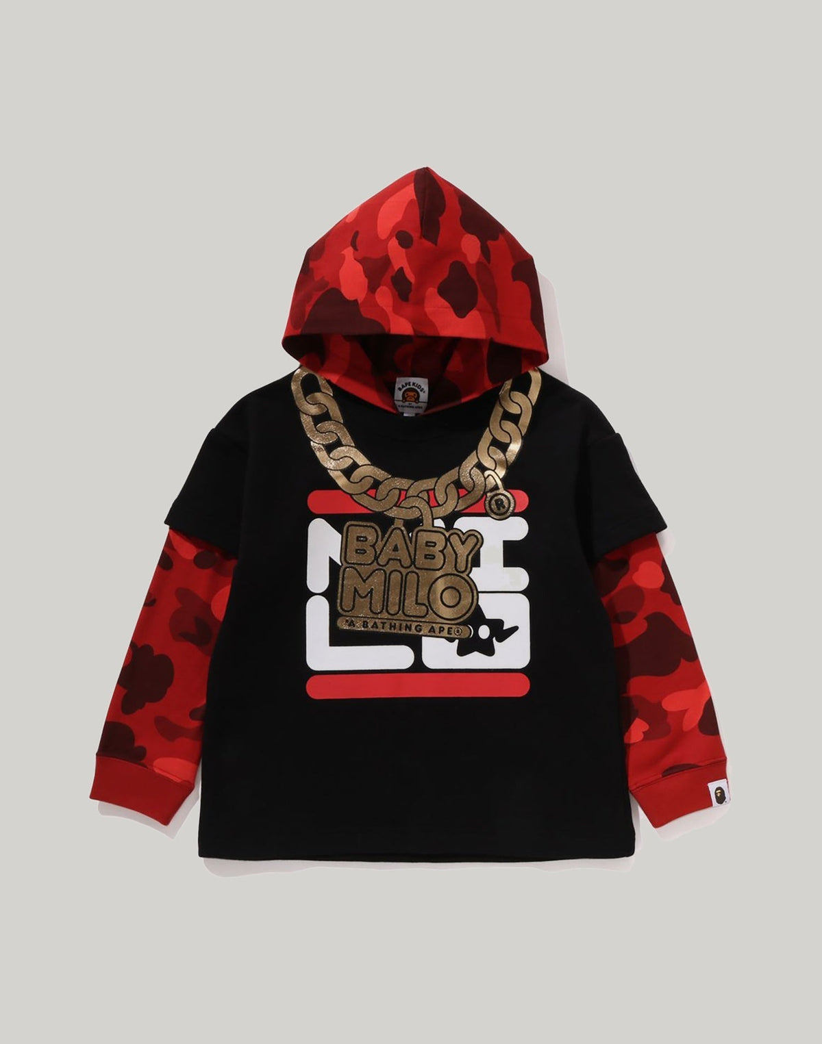 COLOR CAMO LAYERED RELAXED FIT PULLOVER HOODIE KIDS