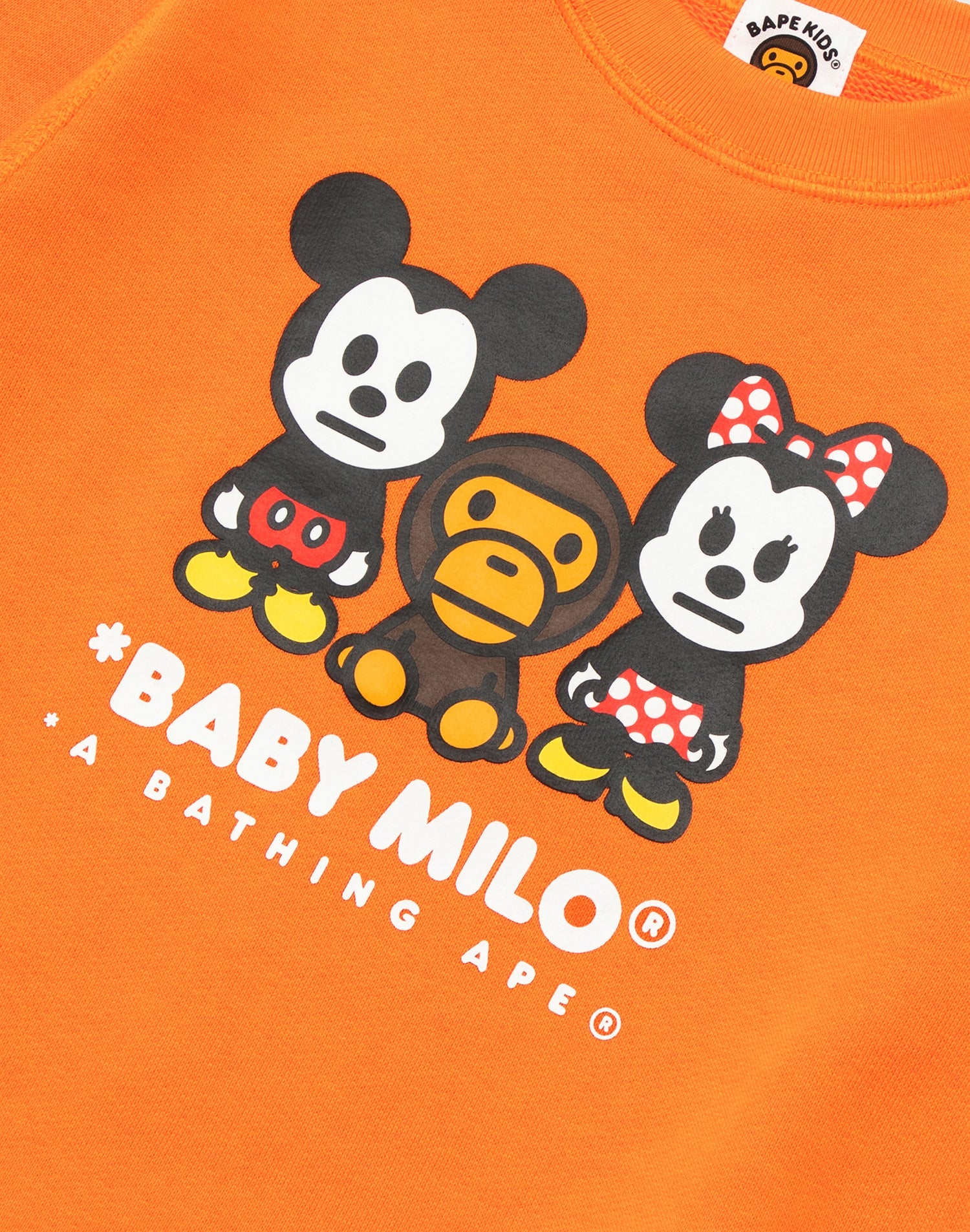 BAPE X DISNEY MICKEY MINNIE BABY MILO CREWNECK SWEATSHIRT KIDS
